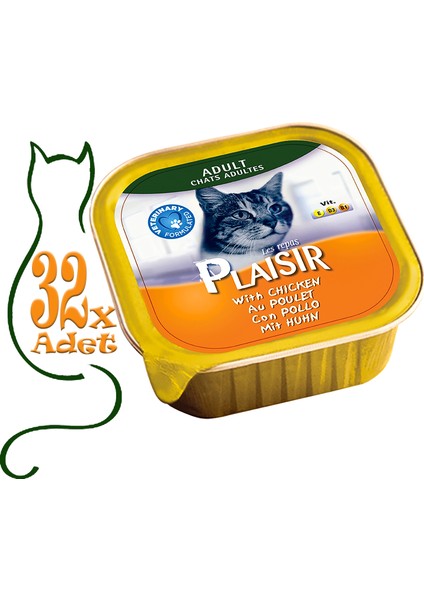 Pate Tavuk Etli 100gr Plaisir Yaş Kedi Kedi Maması 32ADET