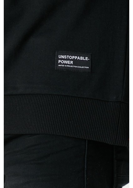 Erkek Siyah Basic Bisiklet Yaka Sweatshirt