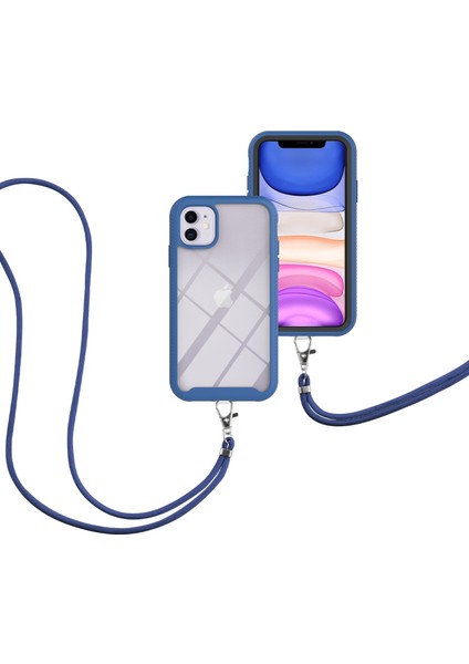 iPhone 11 İçin Şeffaf Bumper Shockproof Ayarlanabilir Çapraz Askılı Askılı Tam Koruma Kılıf Kapaklı Mavi (Yurt Dışından) fiyatları