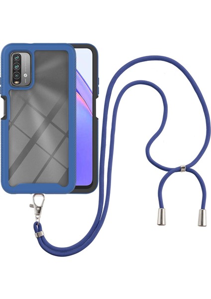 Xiaomi Redmi 9T / 9 Power İçin Şeffaf Bumper Shockproof Ayarlanabilir Çapraz Askılı Askılı Tam Koruma Kılıf Kapaklı Mavi (Yurt Dışından)