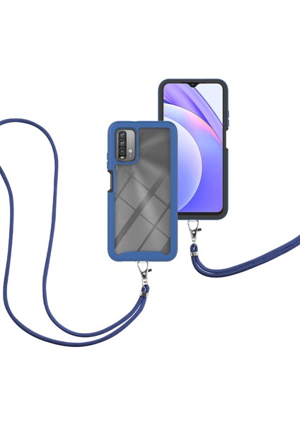 Xiaomi Redmi 9T / 9 Power İçin Şeffaf Bumper Shockproof Ayarlanabilir Çapraz Askılı Askılı Tam Koruma Kılıf Kapaklı Mavi (Yurt Dışından)