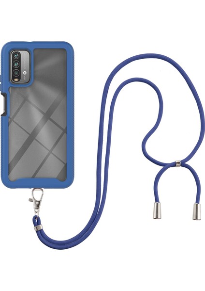Xiaomi Redmi 9T / 9 Power İçin Şeffaf Bumper Shockproof Ayarlanabilir Çapraz Askılı Askılı Tam Koruma Kılıf Kapaklı Mavi (Yurt Dışından)