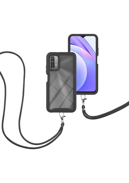 Xiaomi Redmi 9T / 9 Power İçin Şeffaf Bumper Shockproof Ayarlanabilir Çapraz Askılı Askılı Tam Koruma Kılıf Kapaklı Siyah (Yurt Dışından)