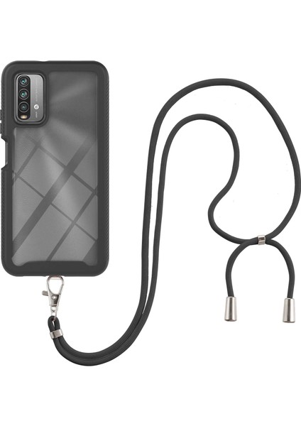 Xiaomi Redmi 9T / 9 Power İçin Şeffaf Bumper Shockproof Ayarlanabilir Çapraz Askılı Askılı Tam Koruma Kılıf Kapaklı Siyah (Yurt Dışından)
