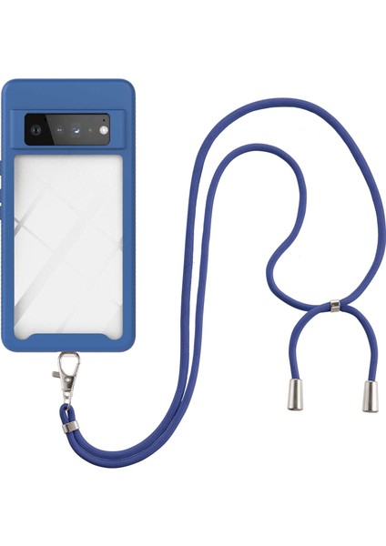 Google Pixel 6 Pro İçin Şeffaf Bumper Shockproof Ayarlanabilir Çapraz Askılı Askılı Tam Koruma Kılıf Kapaklı Mavi (Yurt Dışından) modelleri