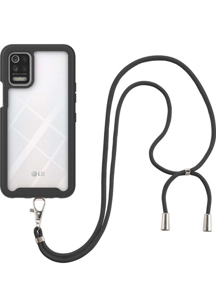 LG K42/K52/Q52/K62/Q62 İçin Şeffaf Bumper Shockproof Ayarlanabilir Çapraz Askılı Askılı Tam Koruma Kılıf Kapaklı Siyah (Yurt Dışından) modelleri