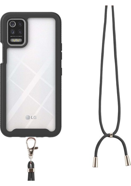 LG K42/K52/Q52/K62/Q62 İçin Şeffaf Bumper Shockproof Ayarlanabilir Çapraz Askılı Askılı Tam Koruma Kılıf Kapaklı Siyah (Yurt Dışından) fırsatları