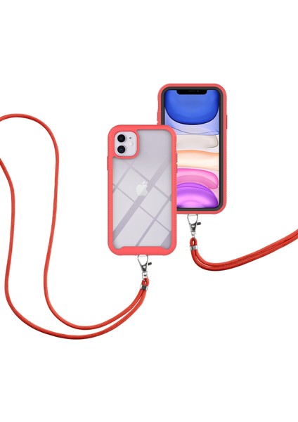 iPhone 11 İçin Şeffaf Bumper Shockproof Ayarlanabilir Çapraz Askılı Askılı Tam Koruma Kılıf Kapaklı Kırmızı (Yurt Dışından) fiyatları