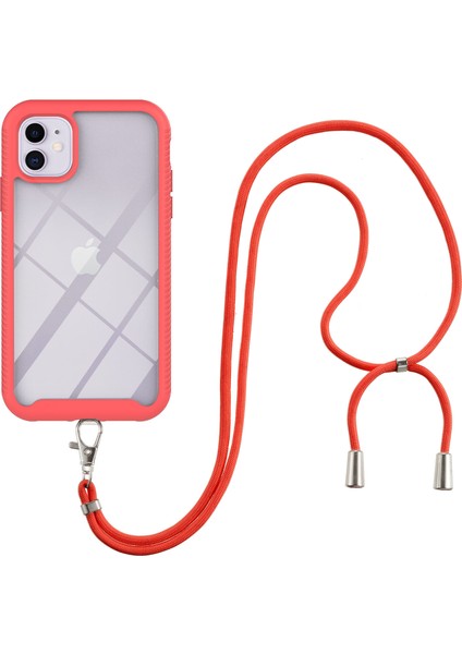 iPhone 11 İçin Şeffaf Bumper Shockproof Ayarlanabilir Çapraz Askılı Askılı Tam Koruma Kılıf Kapaklı Kırmızı (Yurt Dışından) modelleri