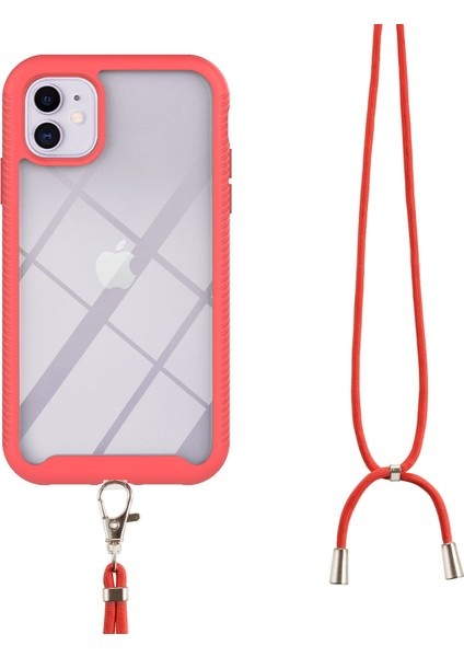 iPhone 11 İçin Şeffaf Bumper Shockproof Ayarlanabilir Çapraz Askılı Askılı Tam Koruma Kılıf Kapaklı Kırmızı (Yurt Dışından) fırsatları