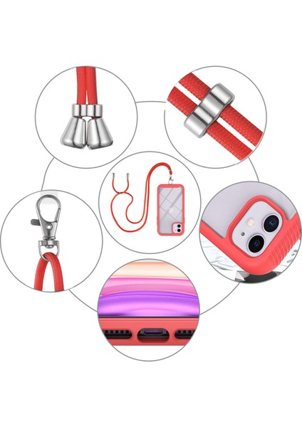 iPhone 11 İçin Şeffaf Bumper Shockproof Ayarlanabilir Çapraz Askılı Askılı Tam Koruma Kılıf Kapaklı Kırmızı (Yurt Dışından) indirimleri