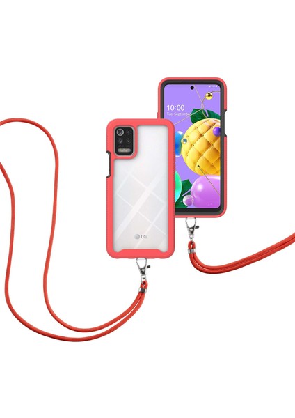 LG K42/K52/Q52/K62/Q62 İçin Şeffaf Bumper Shockproof Ayarlanabilir Çapraz Askılı Askılı Tam Koruma Kılıf Kapaklı Kırmızı (Yurt Dışından) fiyatları