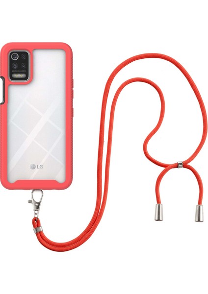 LG K42/K52/Q52/K62/Q62 İçin Şeffaf Bumper Shockproof Ayarlanabilir Çapraz Askılı Askılı Tam Koruma Kılıf Kapaklı Kırmızı (Yurt Dışından) modelleri