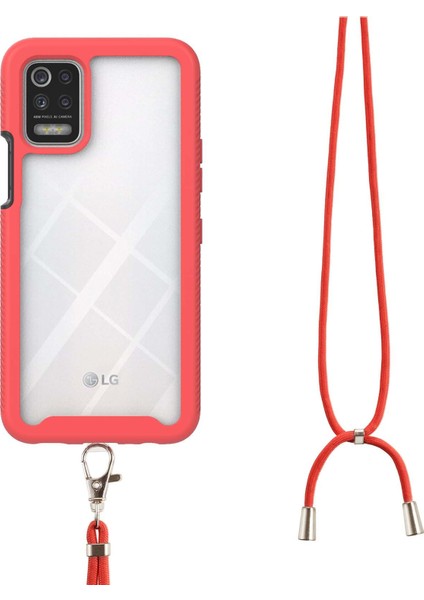 LG K42/K52/Q52/K62/Q62 İçin Şeffaf Bumper Shockproof Ayarlanabilir Çapraz Askılı Askılı Tam Koruma Kılıf Kapaklı Kırmızı (Yurt Dışından) fırsatları