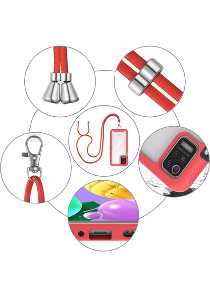 LG K42/K52/Q52/K62/Q62 İçin Şeffaf Bumper Shockproof Ayarlanabilir Çapraz Askılı Askılı Tam Koruma Kılıf Kapaklı Kırmızı (Yurt Dışından) indirimleri