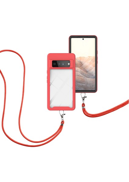 Google Pixel 6 Pro İçin Şeffaf Bumper Shockproof Ayarlanabilir Çapraz Askılı Askılı Tam Koruma Kılıf Kapaklı Kırmızı (Yurt Dışından) fiyatları
