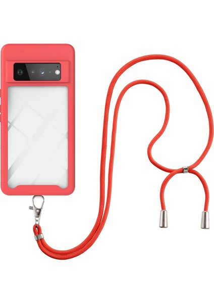 Google Pixel 6 Pro İçin Şeffaf Bumper Shockproof Ayarlanabilir Çapraz Askılı Askılı Tam Koruma Kılıf Kapaklı Kırmızı (Yurt Dışından) modelleri