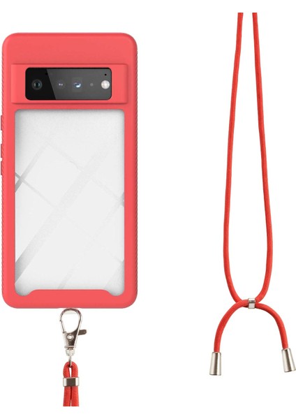 Google Pixel 6 Pro İçin Şeffaf Bumper Shockproof Ayarlanabilir Çapraz Askılı Askılı Tam Koruma Kılıf Kapaklı Kırmızı (Yurt Dışından) fırsatları