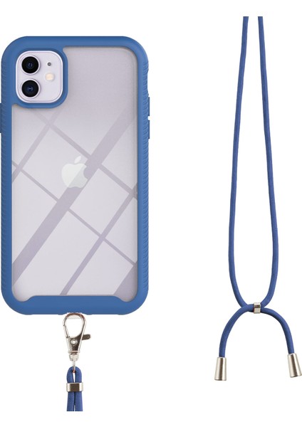 iPhone 11 İçin Şeffaf Bumper Shockproof Ayarlanabilir Çapraz Askılı Askılı Tam Koruma Kılıf Kapaklı Mavi (Yurt Dışından) fırsatları