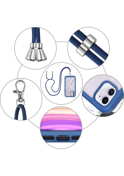 iPhone 11 İçin Şeffaf Bumper Shockproof Ayarlanabilir Çapraz Askılı Askılı Tam Koruma Kılıf Kapaklı Mavi (Yurt Dışından) indirimleri