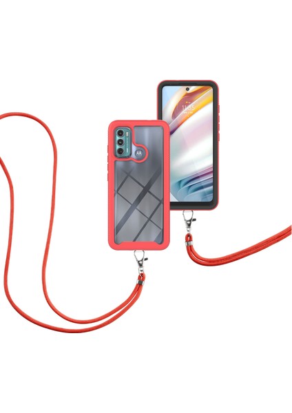 Motorola Moto G60 İçin Şeffaf Bumper Shockproof Ayarlanabilir Çapraz Askılı Askılı Tam Koruma Kılıf Kapaklı Kırmızı (Yurt Dışından) fiyatları