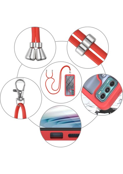 Motorola Moto G60 İçin Şeffaf Bumper Shockproof Ayarlanabilir Çapraz Askılı Askılı Tam Koruma Kılıf Kapaklı Kırmızı (Yurt Dışından) indirimleri