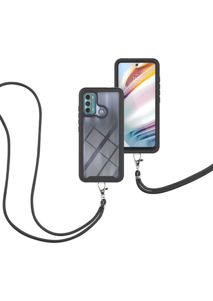 Motorola Moto G60 İçin Şeffaf Bumper Shockproof Ayarlanabilir Çapraz Askılı Askılı Tam Koruma Kılıf Kapaklı Siyah (Yurt Dışından) fiyatları