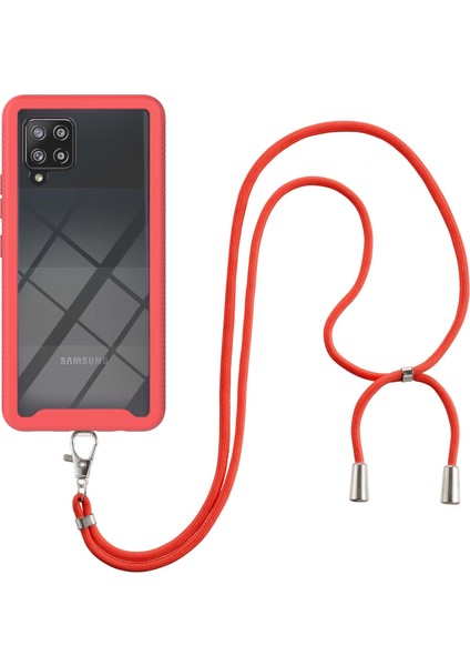 Samsung Galaxy A42 5G İçin Şeffaf Bumper Shockproof Ayarlanabilir Çapraz Askılı Askılı Tam Koruma Kılıf Kapaklı Kırmızı (Yurt Dışından) modelleri