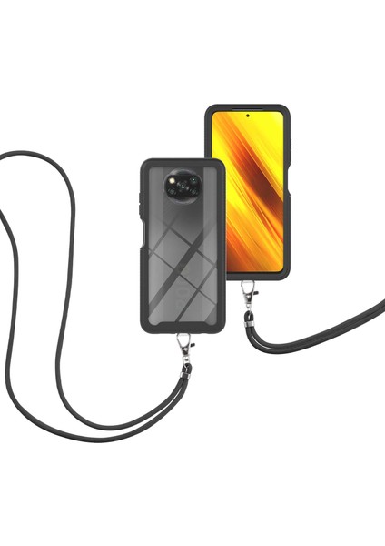 Xiaomi Poco X3 Nfc / X3 Pro İçin Şeffaf Bumper Shockproof Ayarlanabilir Çapraz Askılı Askılı Tam Koruma Kılıf Kapaklı Siyah (Yurt Dışından)