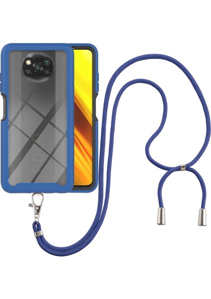 Xiaomi Poco X3 Nfc / X3 Pro İçin Şeffaf Bumper Shockproof Ayarlanabilir Çapraz Askılı Askılı Tam Koruma Kılıf Kapaklı Mavi (Yurt Dışından)