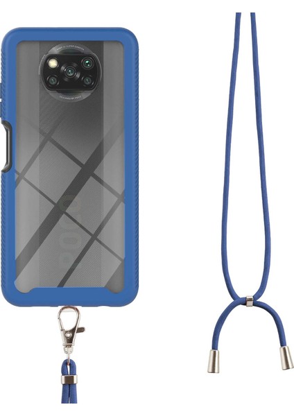 Xiaomi Poco X3 Nfc / X3 Pro İçin Şeffaf Bumper Shockproof Ayarlanabilir Çapraz Askılı Askılı Tam Koruma Kılıf Kapaklı Mavi (Yurt Dışından)