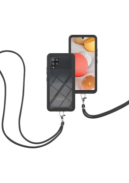 Samsung Galaxy A42 5G İçin Şeffaf Bumper Shockproof Ayarlanabilir Çapraz Askılı Askılı Tam Koruma Kılıf Kapaklı Siyah (Yurt Dışından) fiyatları