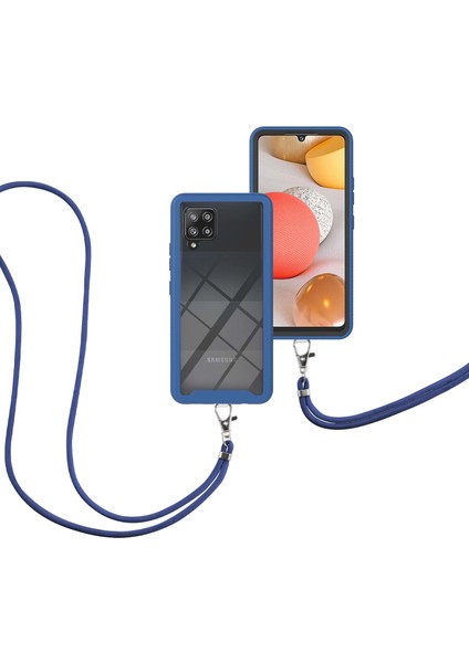 Samsung Galaxy A42 5G İçin Şeffaf Bumper Shockproof Ayarlanabilir Çapraz Askılı Askılı Tam Koruma Kılıf Kapaklı Mavi (Yurt Dışından) fiyatları