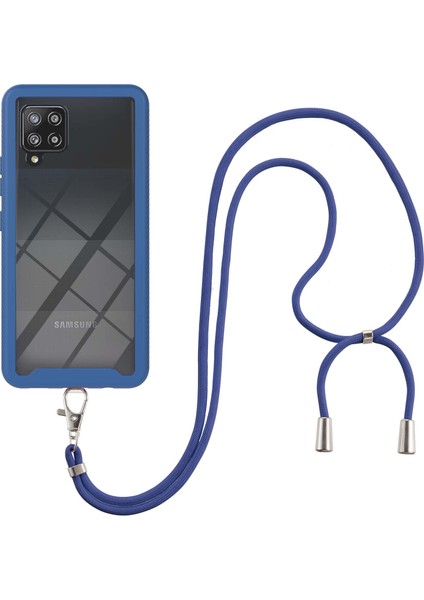 Samsung Galaxy A42 5G İçin Şeffaf Bumper Shockproof Ayarlanabilir Çapraz Askılı Askılı Tam Koruma Kılıf Kapaklı Mavi (Yurt Dışından) modelleri