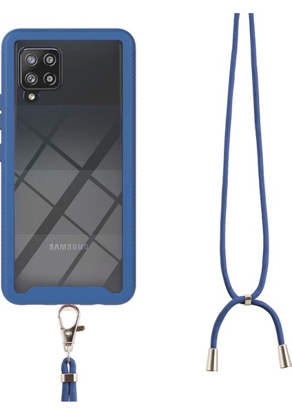 Samsung Galaxy A42 5G İçin Şeffaf Bumper Shockproof Ayarlanabilir Çapraz Askılı Askılı Tam Koruma Kılıf Kapaklı Mavi (Yurt Dışından) fırsatları