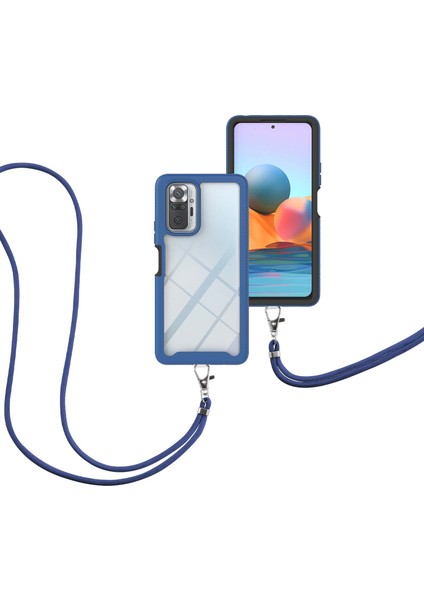 Xiaomi Redmi Note 10 Pro/note 10 Pro Max İçin Şeffaf Bumper Shockproof Ayarlanabilir Çapraz Askılı Askılı Tam Koruma Kılıf Kapaklı Mavi (Yurt Dışından)