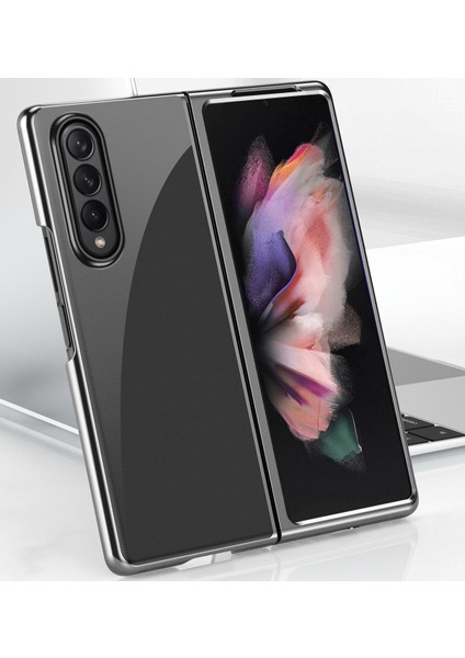 Samsung Galaxy Z Fold 3 5G İçin İnce Kaplama Frame Açık Korumalı Kılıf Kapaklı Siyah (Yurt Dışından)