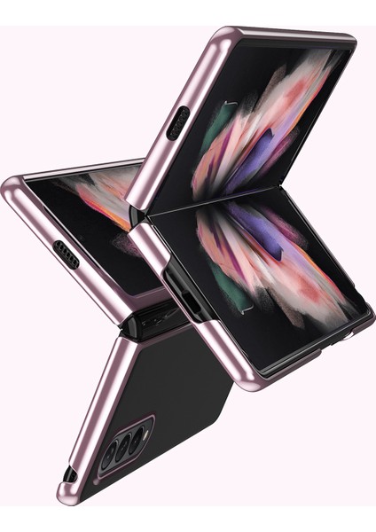 Samsung Galaxy Z Fold 3 5G İçin İnce Kaplama Frame Açık Korumalı Kılıf Kapaklı Siyah (Yurt Dışından)