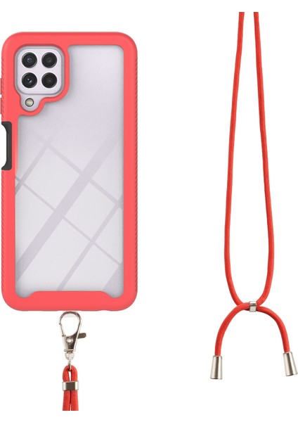 Samsung Galaxy A22 4G İçin Şeffaf Bumper Shockproof Ayarlanabilir Çapraz Askılı Askılı Tam Koruma Kılıf Kapaklı Kırmızı (Yurt Dışından) fırsatları