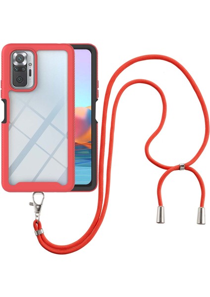 Xiaomi Redmi Note 10 Pro/note 10 Pro Max İçin Şeffaf Bumper Shockproof Ayarlanabilir Çapraz Askılı Askılı Tam Koruma Kılıf Kapaklı Kırmızı (Yurt Dışından)