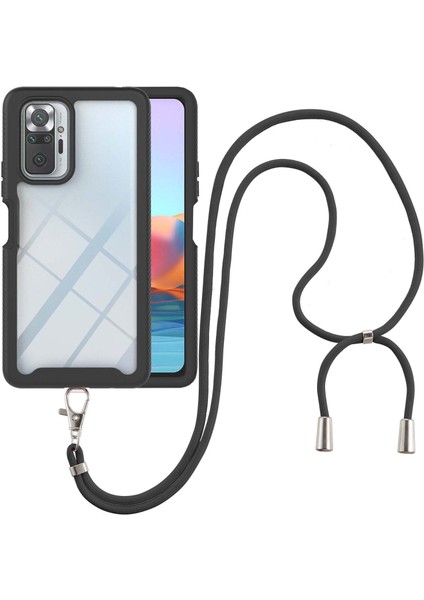 Xiaomi Redmi Note 10 Pro/note 10 Pro Max İçin Şeffaf Bumper Shockproof Ayarlanabilir Çapraz Askılı Askılı Tam Koruma Kılıf Kapaklı Siyah (Yurt Dışından)