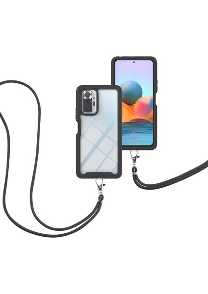 Xiaomi Redmi Note 10 Pro/note 10 Pro Max İçin Şeffaf Bumper Shockproof Ayarlanabilir Çapraz Askılı Askılı Tam Koruma Kılıf Kapaklı Siyah (Yurt Dışından)