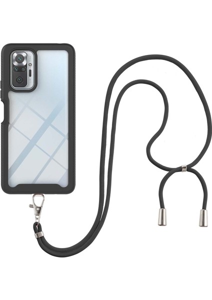 Xiaomi Redmi Note 10 Pro/note 10 Pro Max İçin Şeffaf Bumper Shockproof Ayarlanabilir Çapraz Askılı Askılı Tam Koruma Kılıf Kapaklı Siyah (Yurt Dışından)