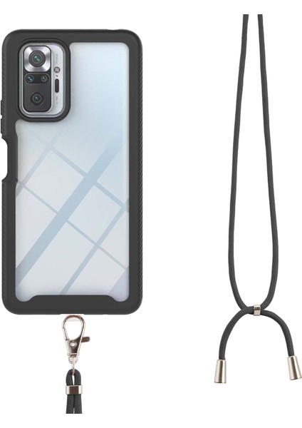 Xiaomi Redmi Note 10 Pro/note 10 Pro Max İçin Şeffaf Bumper Shockproof Ayarlanabilir Çapraz Askılı Askılı Tam Koruma Kılıf Kapaklı Siyah (Yurt Dışından)