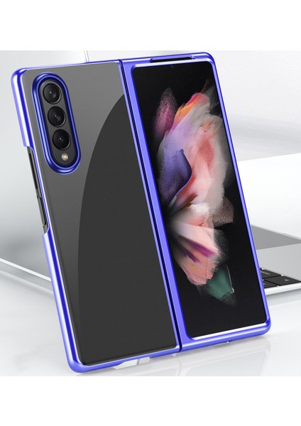 Samsung Galaxy Z Fold 3 5G İçin İnce Kaplama Frame Açık Korumalı Kılıf Kapaklı Mavi (Yurt Dışından)