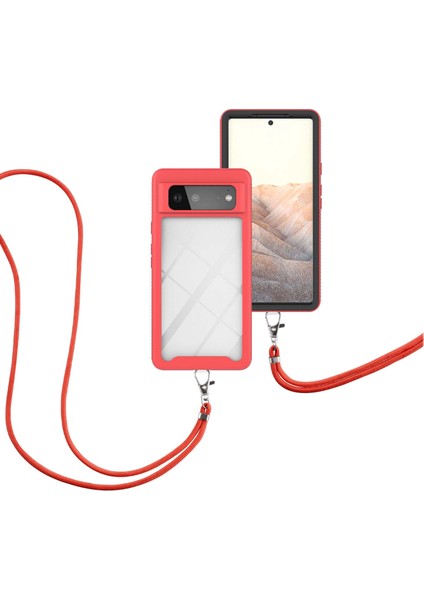 Google Pixel 6 İçin Şeffaf Bumper Shockproof Ayarlanabilir Çapraz Askılı Askılı Tam Koruma Kılıf Kapaklı Kırmızı (Yurt Dışından) fiyatları