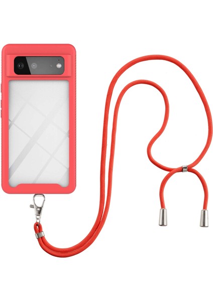 Google Pixel 6 İçin Şeffaf Bumper Shockproof Ayarlanabilir Çapraz Askılı Askılı Tam Koruma Kılıf Kapaklı Kırmızı (Yurt Dışından) modelleri