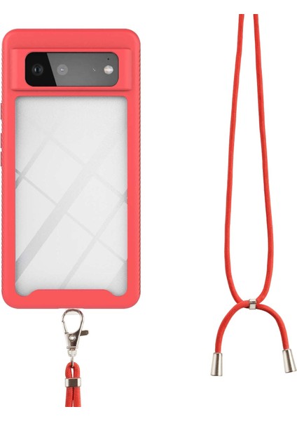 Google Pixel 6 İçin Şeffaf Bumper Shockproof Ayarlanabilir Çapraz Askılı Askılı Tam Koruma Kılıf Kapaklı Kırmızı (Yurt Dışından) fırsatları