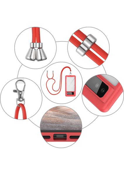 Google Pixel 6 İçin Şeffaf Bumper Shockproof Ayarlanabilir Çapraz Askılı Askılı Tam Koruma Kılıf Kapaklı Kırmızı (Yurt Dışından) indirimleri