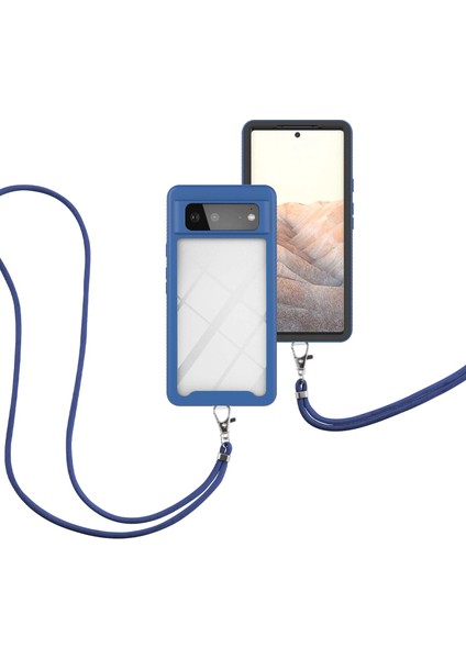 Google Pixel 6 İçin Şeffaf Bumper Shockproof Ayarlanabilir Çapraz Askılı Askılı Tam Koruma Kılıf Kapaklı Mavi (Yurt Dışından) fiyatları